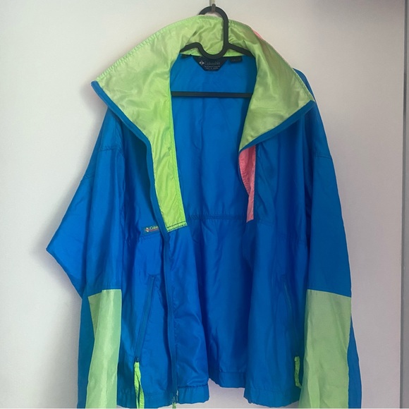 Columbia vintage lightweight radial sleeve jacket. Blue pink green size M - Picture 14 of 15